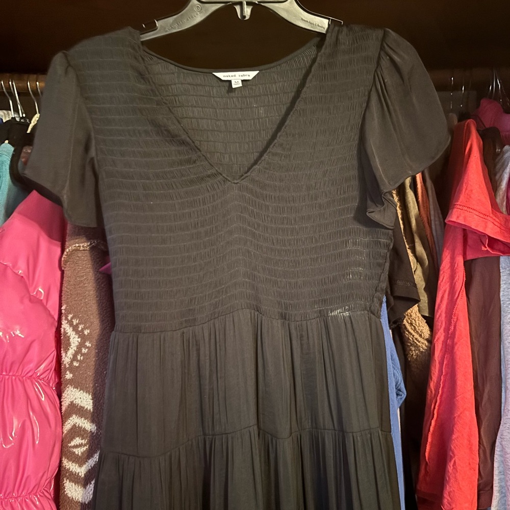Naked Zebra Black Midi Dress